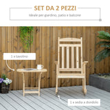 easycomfort easycomfort set 2 pz mobili da giardino con sedia a dondolo e tavolino pieghevole in legno di abete