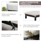 easycomfort easycomfort set 2 sdraio da giardino in pe rattan marrone con cuscino imbottito crema ean 8055776915937