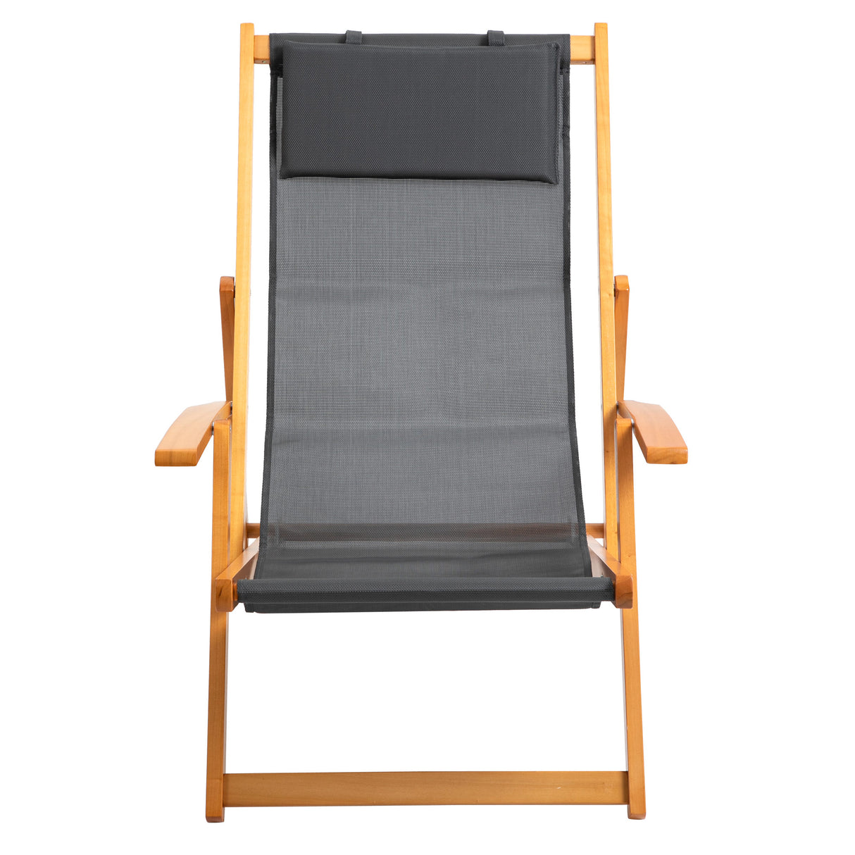 easycomfort easycomfort set 2 sdraio da giardino pieghevoli con schienale regolabile su 3 livelli legno e tessuto a rete grigio