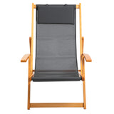 easycomfort easycomfort set 2 sdraio da giardino pieghevoli con schienale regolabile su 3 livelli legno e tessuto a rete grigio