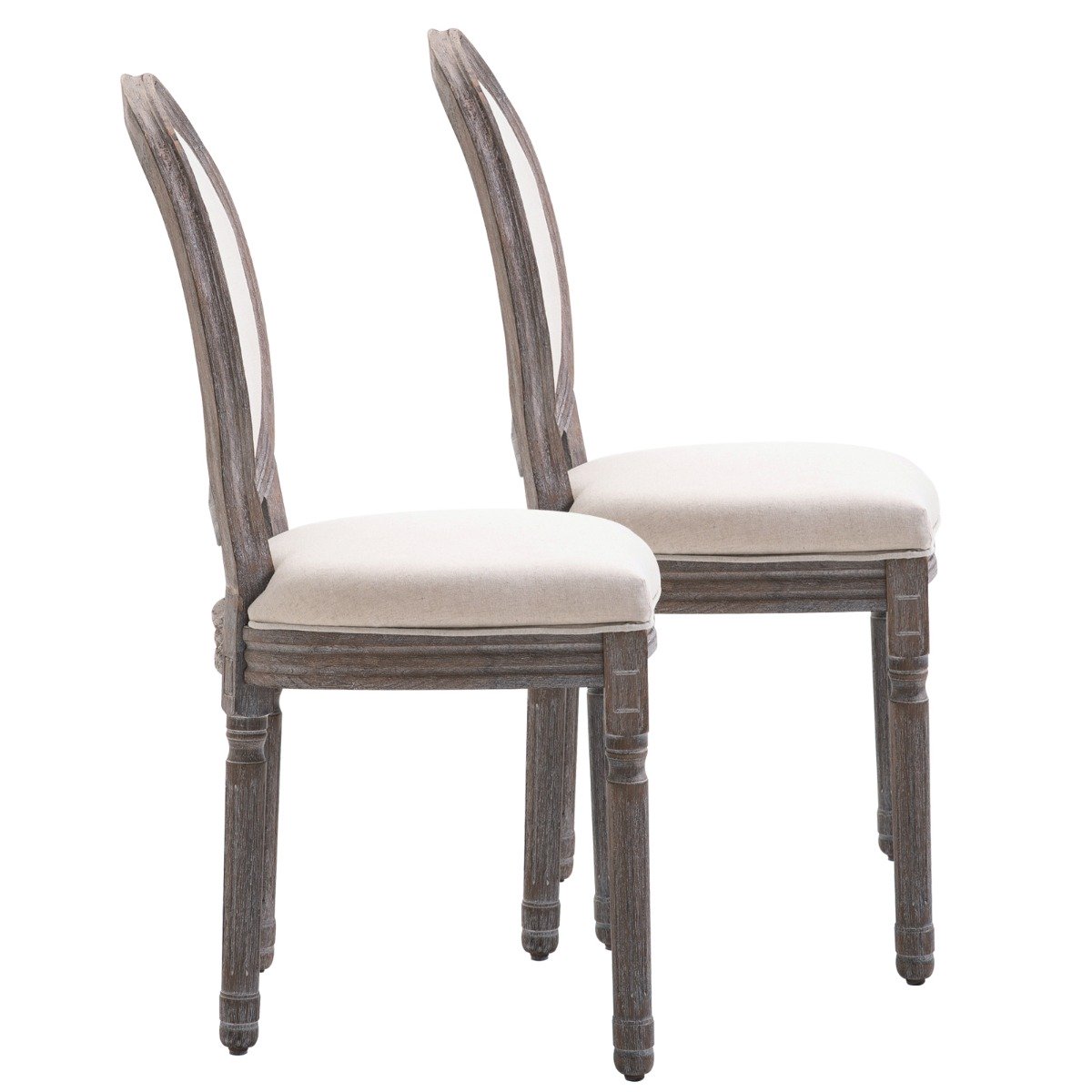 easycomfort easycomfort set 2 sedie medaglione imbottite in legno con rivestimento in lino bianco ivory ean 8055776913643