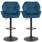 easycomfort easycomfort set 2 sgabelli da bar o da cucina in velluto design geometrico imbottiti girevoli e con altezza regolabile blu