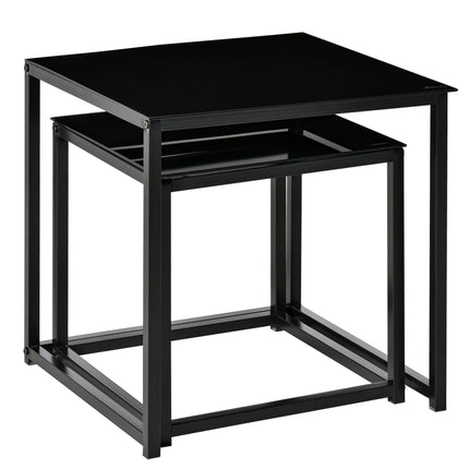 immagine-4-easycomfort-easycomfort-set-2-tavolini-da-salotto-quadrati-moderni-in-acciaio-e-vetro-temperato-nero