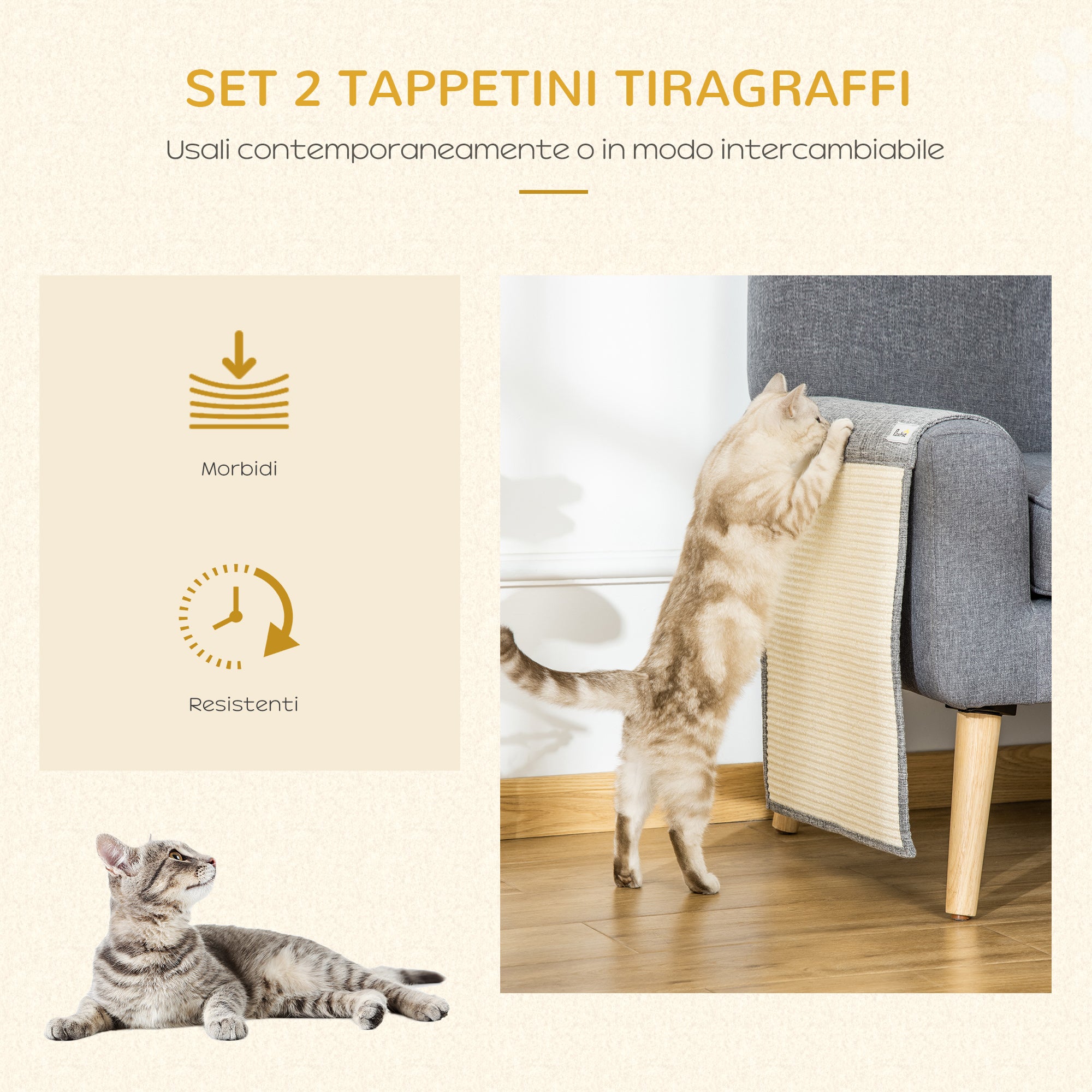 EASYCOMFORT Set 2 Tiragraffi per Gatti da Divano, Tappetini