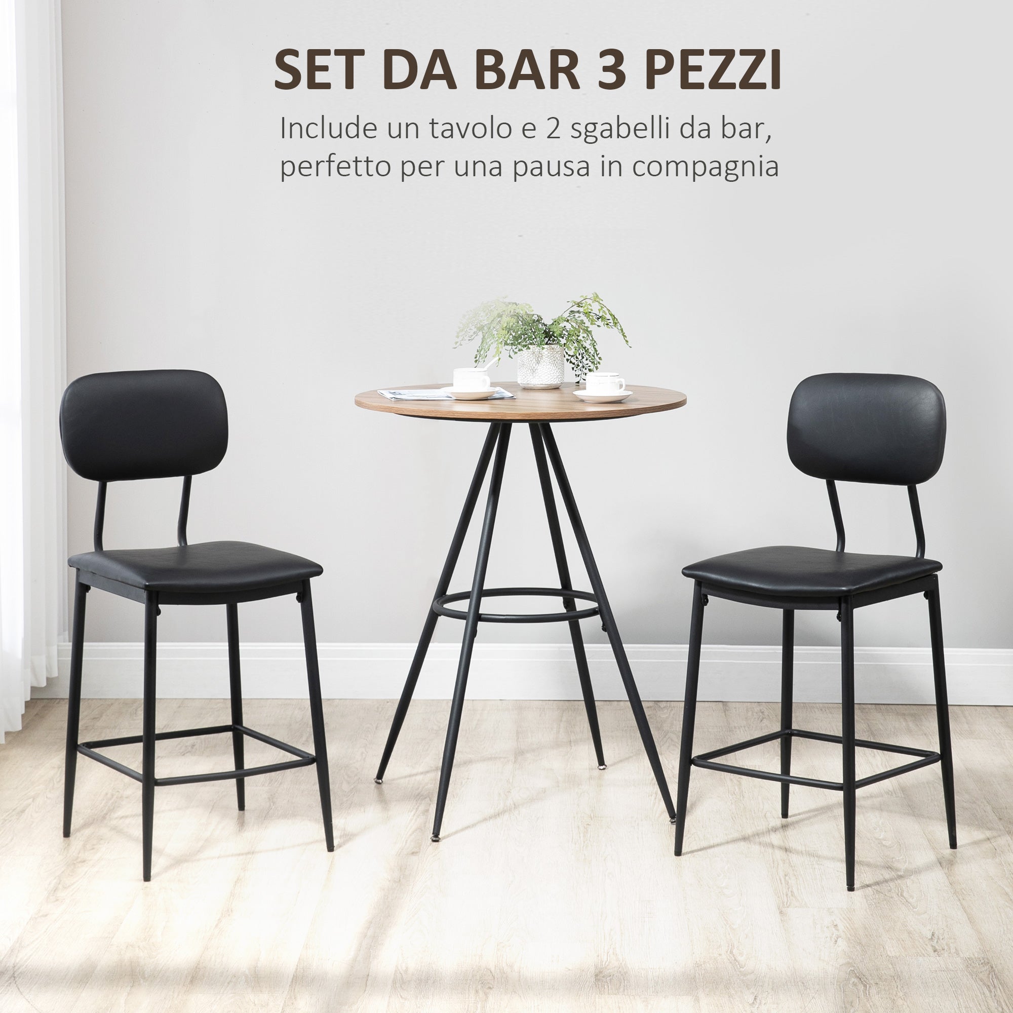 EASYCOMFORT Set 2 Sedie Moderne per Sala da Pranzo, Cucina o Soggiorno,  Sedie Imbottite in Similpelle Marrone 60x56.5x85cm