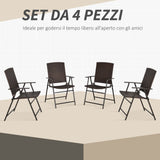 easycomfort easycomfort set 4 pezzi sedie pieghevoli da giardino in rattan e acciaio marrone ean 8055776913469