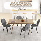 easycomfort easycomfort set 4 sedie da cucina in tessuto effetto velluto grigio con design salvaspazio 46x56x86 cm