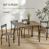 easycomfort easycomfort set 5 pezzi tavolo e sedie da pranzo 1 tavolo rettangolare e 4 sedie in acciaio e mdf per spazi limitati