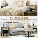 easycomfort easycomfort set da 2 comodini moderni con ripiano aperto e cassetto in truciolato e metallo 40x40px60cm