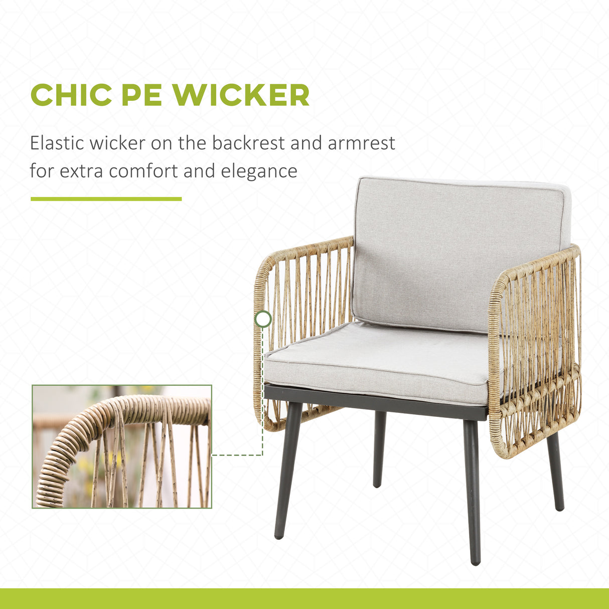 easycomfort easycomfort set da 4 pezzi in rattan pe 2 sedie divano 2 posti e tavolino in vetro temperato