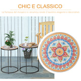 easycomfort easycomfort set da giardino 2 tavoli da giardino in metallo e ceramica con piano a mosaico 41x53cm e 36x49 5cm