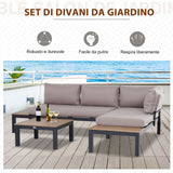easycomfort easycomfort set da giardino 3 pezzi 2 divani a 2 posti e 1 tavolino da caffe in alluminio grigio