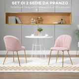 easycomfort easycomfort set di 2 sedie da pranzo in tessuto effetto lino con gambe in acciaio 55 5x59x81 cm rosa e oro