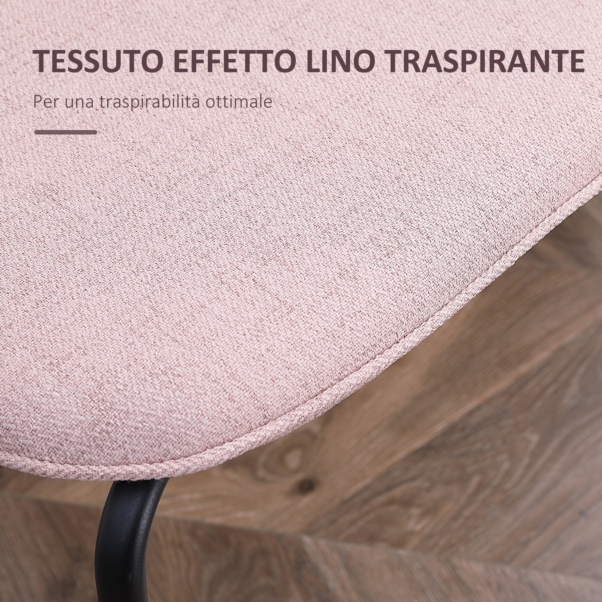 EASYCOMFORT Set di 2 Sedie da Pranzo in Tessuto Imbottite e Impilabili con  Gambe in Acciaio, Rosa