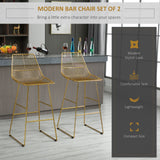 easycomfort easycomfort set di 2 sgabelli alti con poggiapiedi in metallo oro