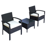 easycomfort easycomfort set mobili da giardino 2 poltroncine e tavolino con cuscini pe rattan nero ean 8055776911298