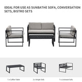 easycomfort easycomfort set mobili da giardino con divano 2 posti 2 poltrone e tavolino in alluminio con cuscini grigio e nero ean 8055776915517