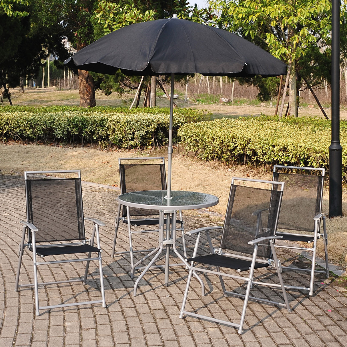 easycomfort easycomfort set mobili da giardino con tubi dacciaio 6 pezzi nero