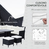 easycomfort easycomfort set mobili in pe rattan da esterno giardino 6 pezzi divano con cuscini e tavolino nero