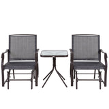 easycomfort easycomfort set mobili per esterno 2 sedie a dondolo con poggiapiedi e tavolino struttura in acciaio marrone e tessuto grigio ean 8054144135984