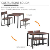 easycomfort easycomfort set tavolo con panca 2 posti e 2 sedie stile industriale in legno e metallo per soggiorno e cucina nero e marrone ean 8055776914534