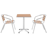 easycomfort easycomfort set tavolo e 2 sedie da esterno in alluminio con finitura effetto legno