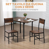 easycomfort easycomfort set tavolo e sedie 3 pezzi in truciolato e acciaio tavolo da pranzo pieghevole e 2 sedie moderne