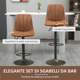 easycomfort easycomfort sgabello regolabile vintage da bar e cucina set 2 pezzi con poggiapiedi base in acciaio e rivestimento in pelle 45x54x96 117cm marrone e grigio