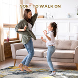 easycomfort easycomfort tappeto moderno pelo corto in poliestere per interni 200x140cm grigio giallo bianco