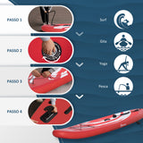 easycomfort easycomfort tavola sup gonfiabile con pagaia accessori e zaino di trasporto 300x76x15cm rosso e bianco