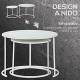 easycomfort easycomfort tavolini da salotto set 2 pezzi con piano effetto marmo in metallo bianco