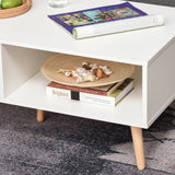 easycomfort easycomfort tavolino basso da caffe stile nordico bianco e gambe in legno 100x48x44cm