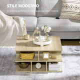 easycomfort easycomfort tavolino basso da salotto a 2 livelli in truciolato con ripiani aperti 70x70x36 5 cm color legno