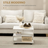 easycomfort easycomfort tavolino da caffe asimmetrico in legno con ripiani e piedini regolabili 60x60x45cm bianco