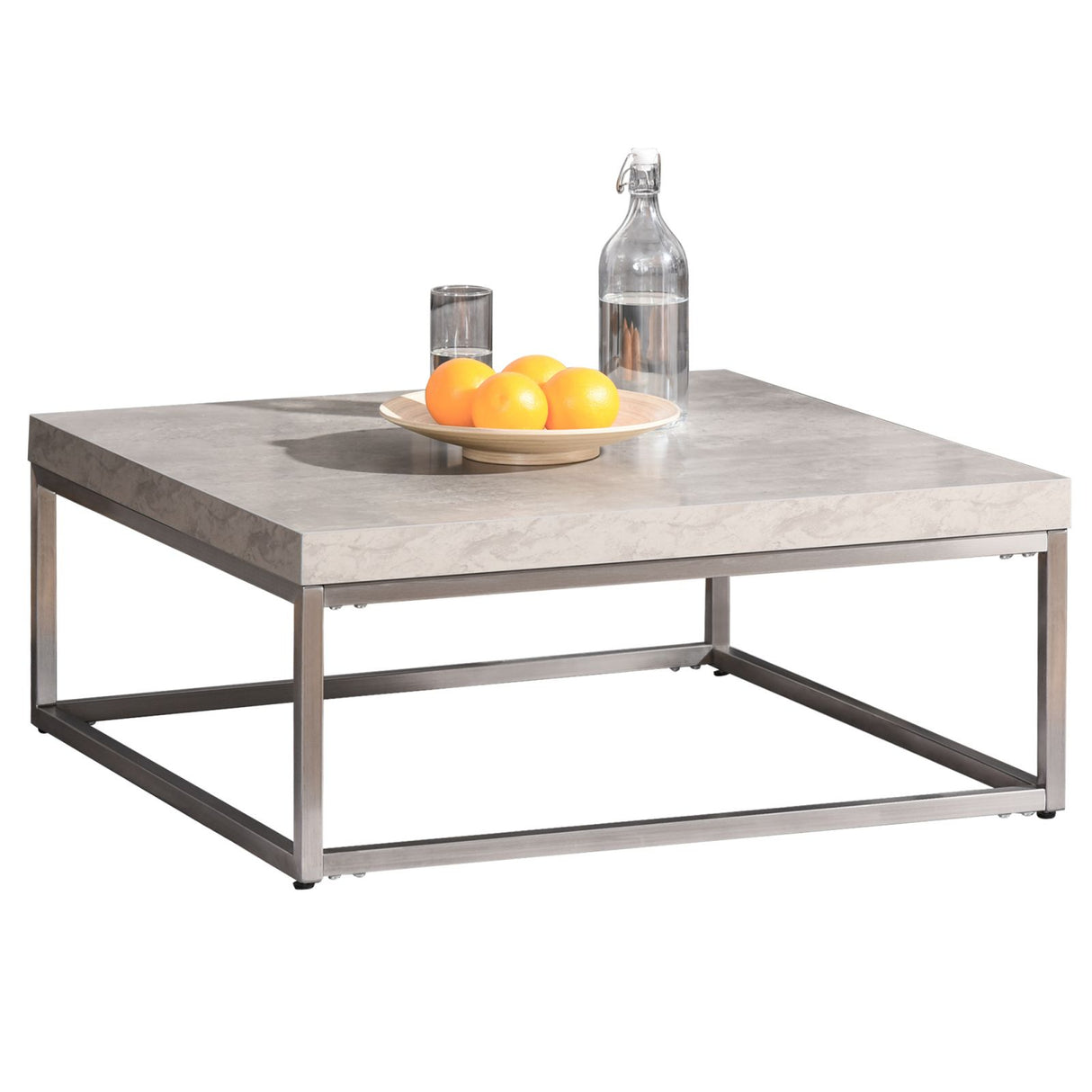 easycomfort easycomfort tavolino da caffe basso effetto cemento stile industriale in acciaio e mdf 80x80x34cm grigio