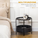 easycomfort easycomfort tavolino da caffe rotondo in acciaio con ripiano rimovibile e cestino in tessuto tavolino moderno nero 46x48cm