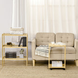 easycomfort easycomfort tavolino da divano e salotto a 4 ruote struttura salvaspazio in bambu 39x35 5x59cm