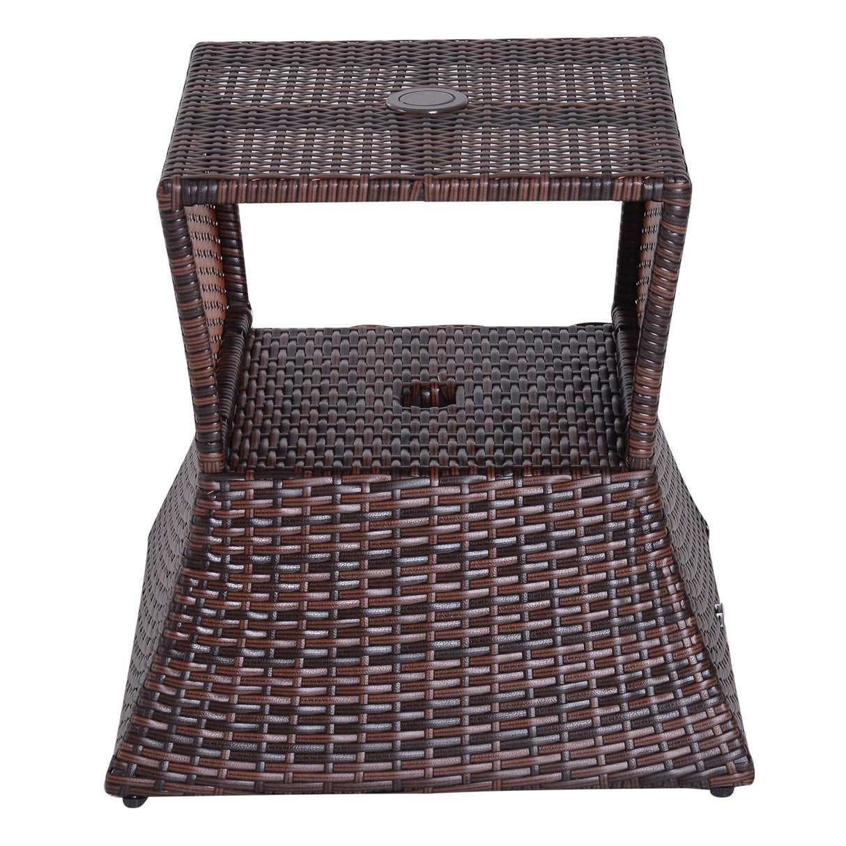 easycomfort easycomfort tavolino da esterno in rattan con foro per ombrellone marrone 54x54x55cm ean 8054144135755
