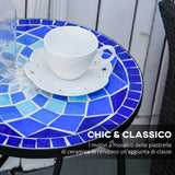 easycomfort easycomfort tavolino da giardino rotondo a mosaico in metallo con piano in ceramica 35 5x53 5cm