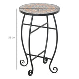 easycomfort easycomfort tavolino da giardino tavolo da esterno in metallo nero e ceramica verde e arancione 36 x 58cm ean 8054111849111