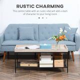 easycomfort easycomfort tavolino da salotto basso a 2 livelli con bordo rialzato in mdf e metallo 100x50x46 5 cm color legno