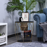 easycomfort easycomfort tavolino rotondo design geometrico in metallo e mdf nero e dorato ean 8054111844253