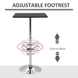 easycomfort easycomfort tavolo alto con poggiapiedi regolabile e piano in similpelle 64x64x109cm nero