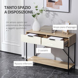 easycomfort easycomfort tavolo consolle da ingresso con 2 cassetti e ripiano inferiore in mdf truciolato e acciaio 100x33 5x76 5 cm