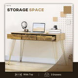 easycomfort easycomfort tavolo scrivania da ingresso stile vintage in truciolato e acciaio con 3 cassetti 120x55x79 cm