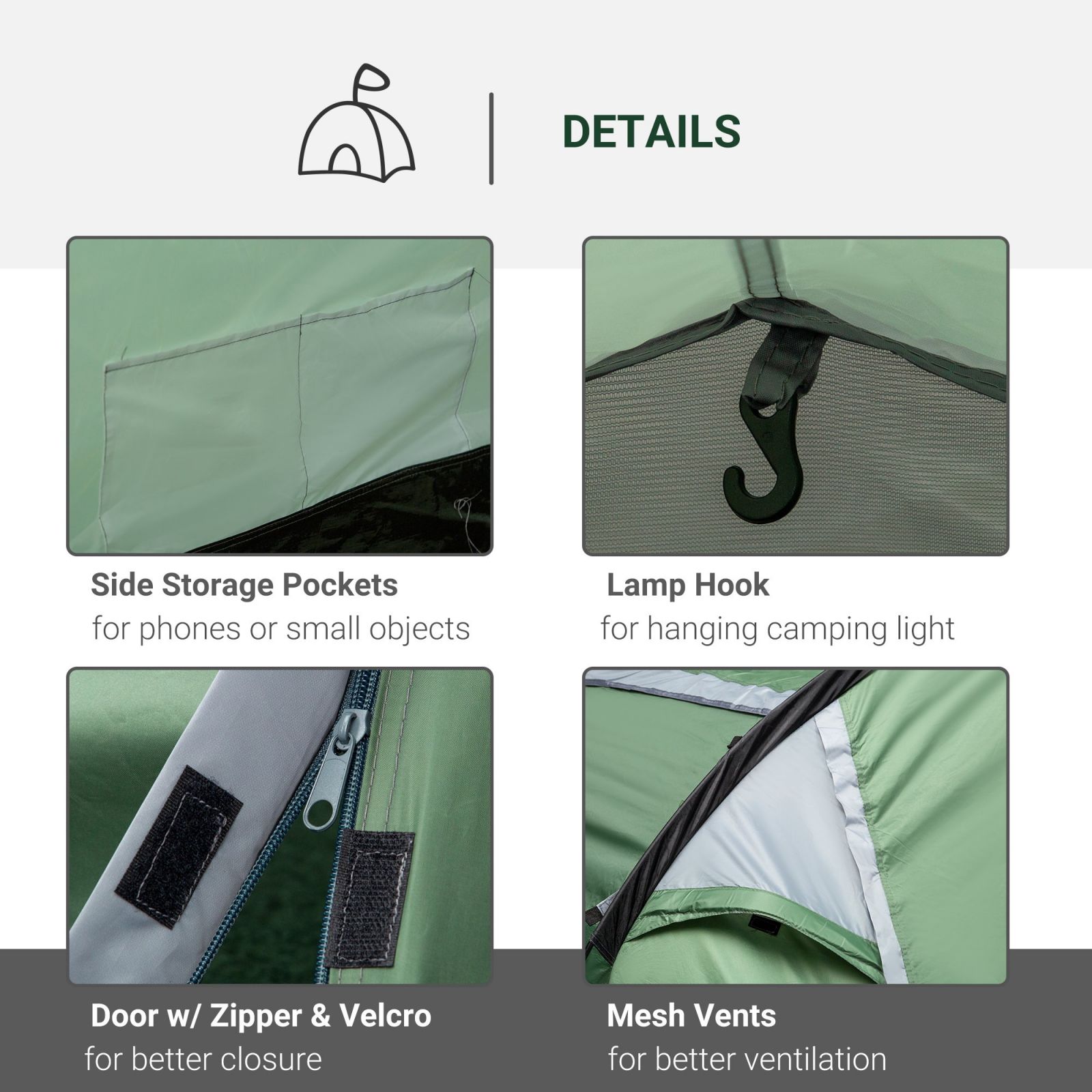 EASYCOMFORT Tenda da Campeggio 4 Posti Ampio Vestibolo Impermeabile Verde  Scuro