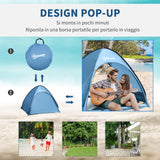 easycomfort easycomfort tenda da spiaggia per 2 3 persone in poliestere pe e acciaio con tasche portaoggetti 150x115x110 cm
