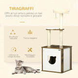 easycomfort easycomfort tiragraffi per gatti con mobile porta lettiera posatoi e pallina da gioco 49x46x131 5 cm marrone