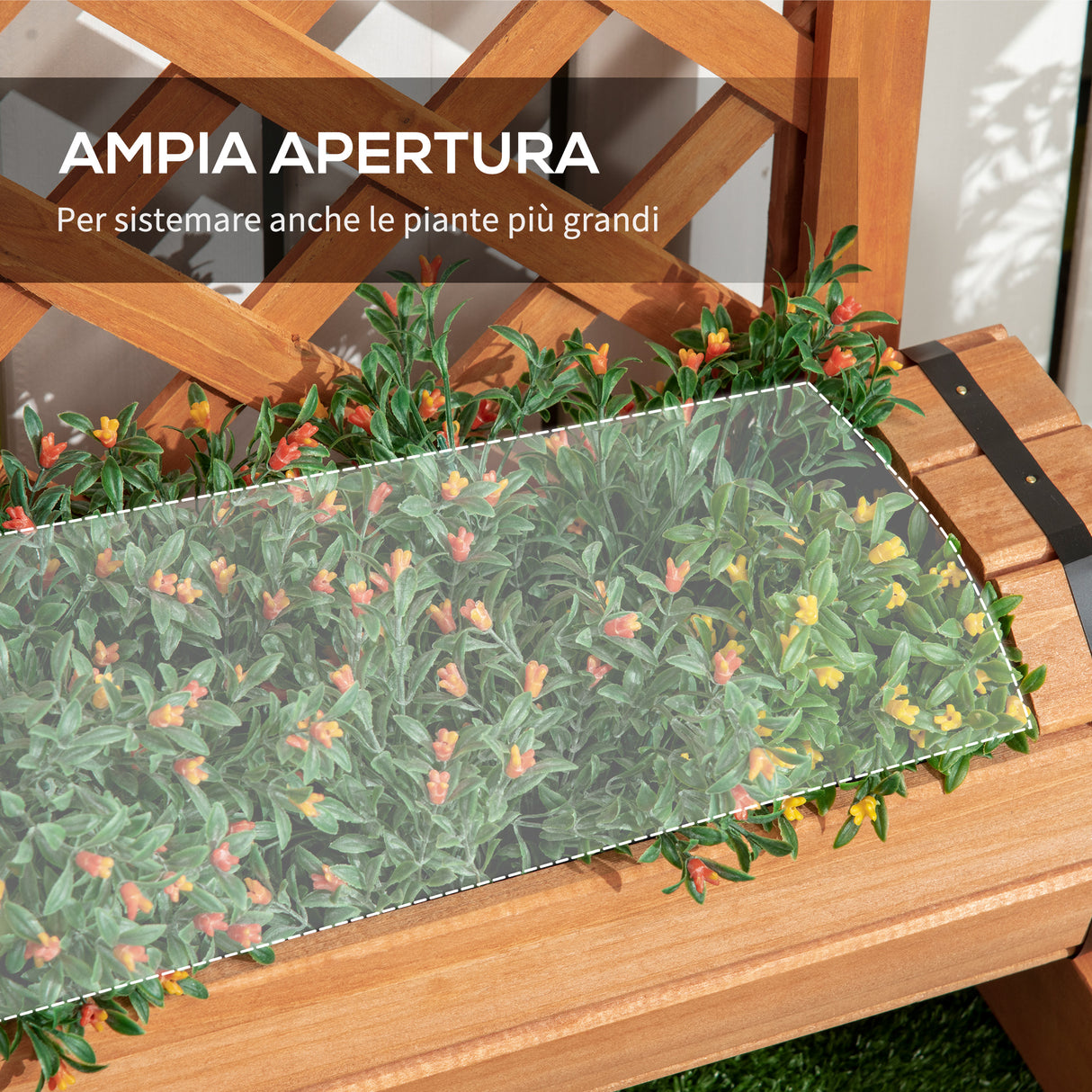 easycomfort easycomfort 3 fioriere da esterno a mezza botte in legno di abete marrone con grigliato per rampicanti 45x35x150 cm