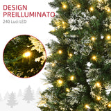 easycomfort easycomfort albero di natale 180cm innevato con 240 luci led e 618 rami con base in acciaio